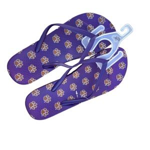 Clemson University Flip Flops purple orange tiger prints beach pool NWT Size 9
